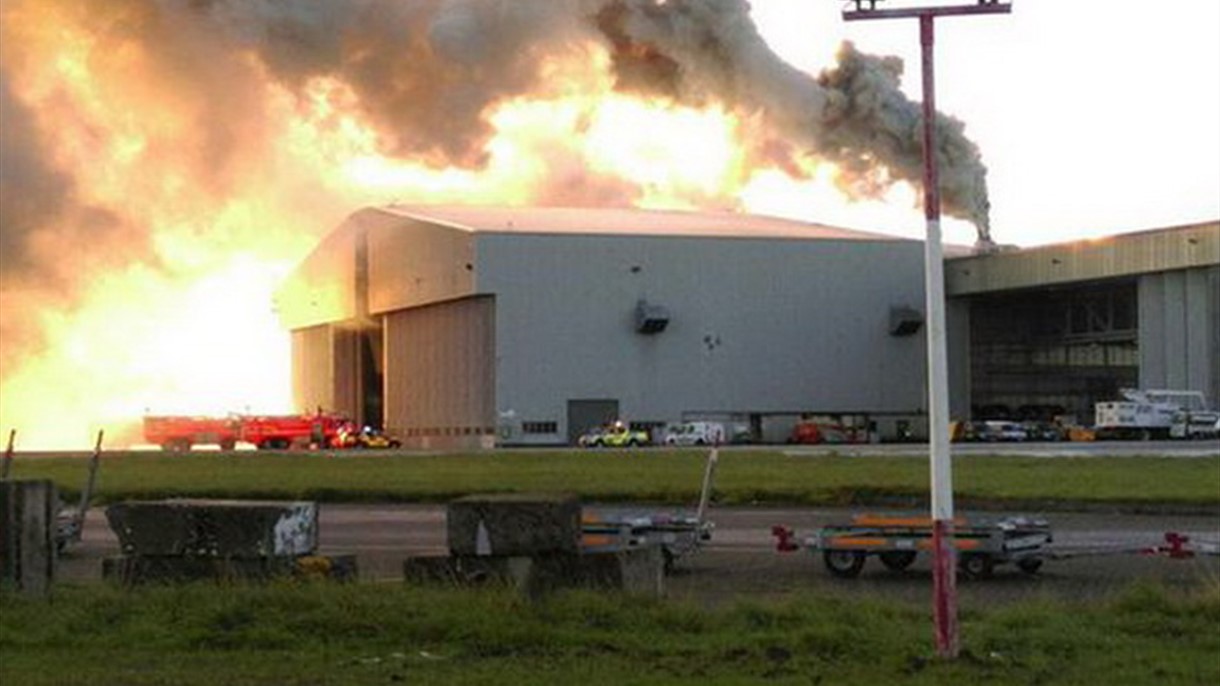 حريق في مطار دولي