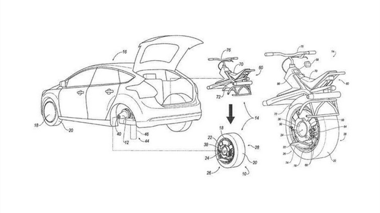 فورد تخترع عجلة بسيارتها تتحول الى دراجة