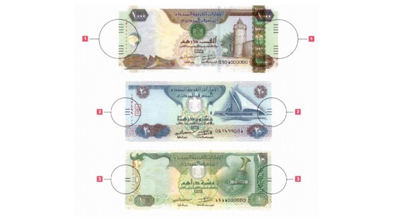 اوراق نقدية جديدية بين ايدي سكان دولة الامارات